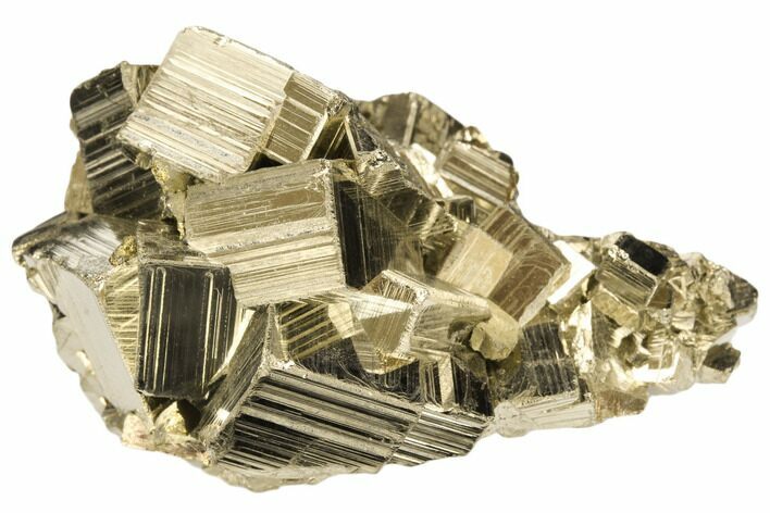 Gleaming, Cubic Pyrite Crystal Cluster - Peru #126591